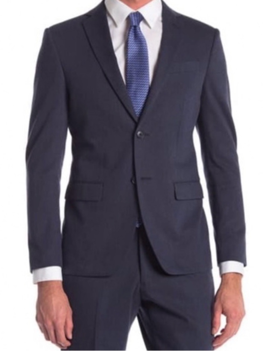 John Varvatos U.S.A. Bedford-NN Suit Jacket Navy Blue 46R Wool Blend Designer